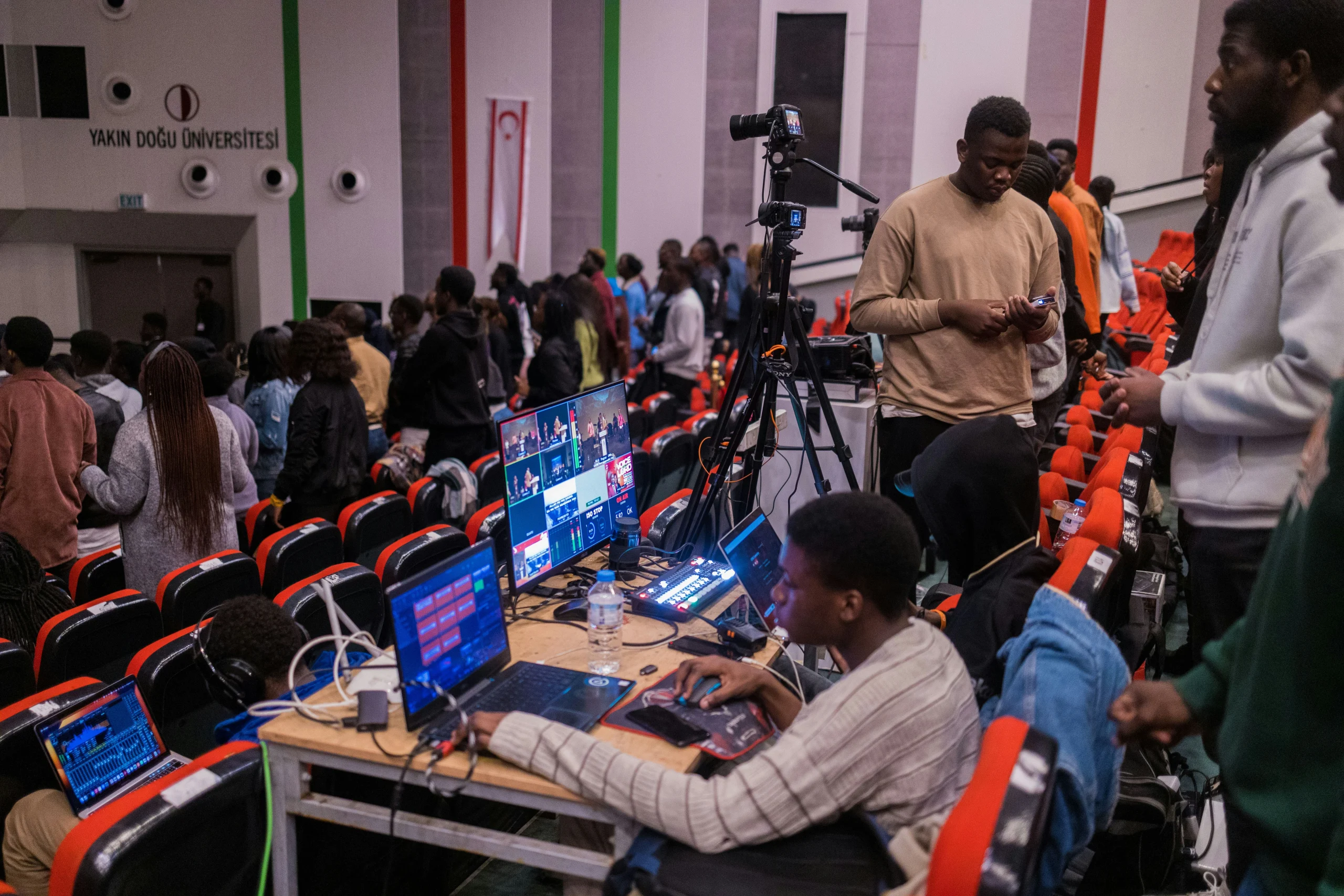 Media outreach team at a live event with broadcast equipment